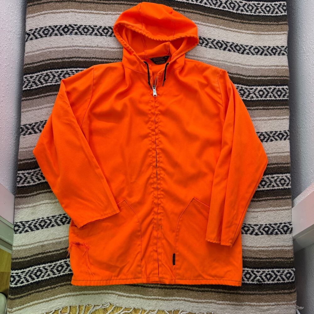 Men's Vintage 80's Fleetwood Sportswear Orange Zip Up Hunting Sweatshirt Sz M